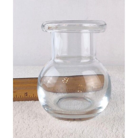 Clear Glass Bud Vase Apothecary Jar Round Height 4.75" Hand Blown Italy VTG 1960 - Picture 8 of 12